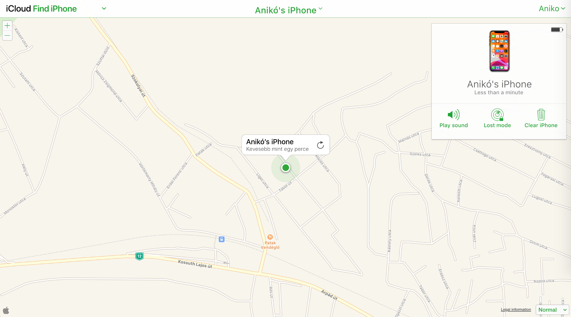harta cu locatia telefonului prin aplicatia Find My