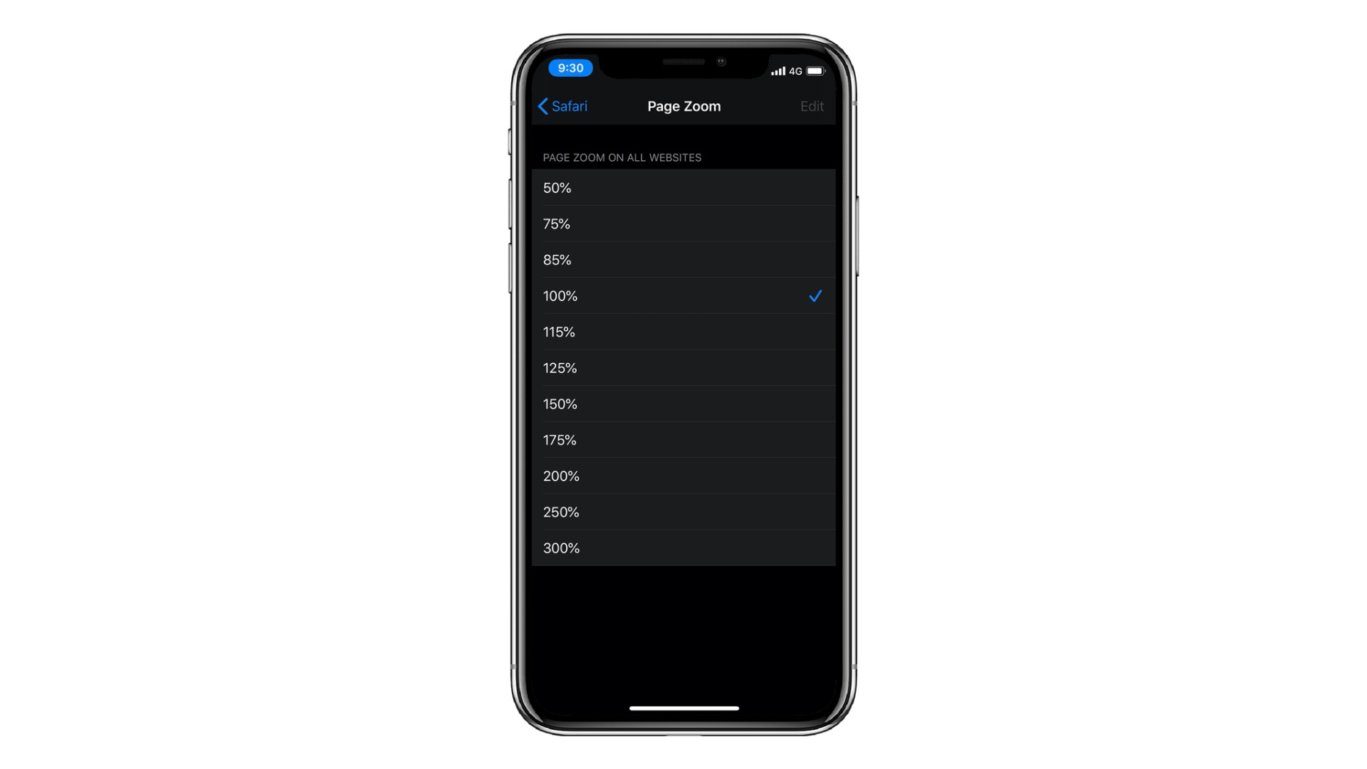 page zoom pe iphone