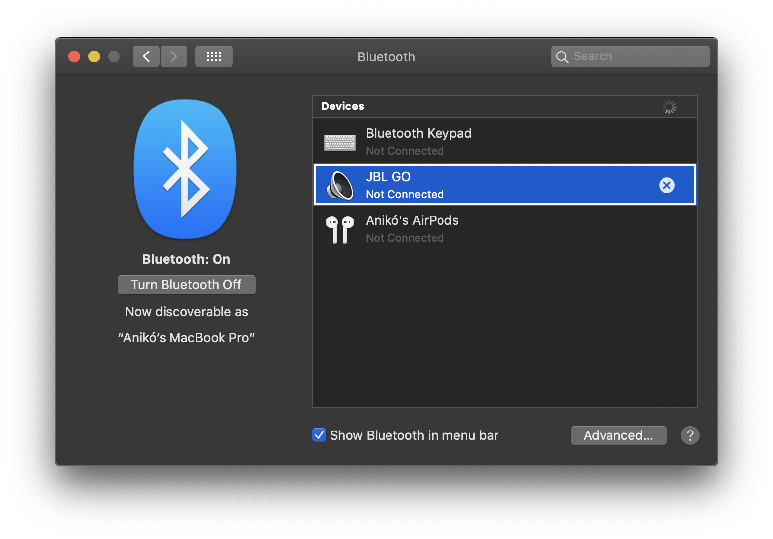 bluetooth pe fundal negru