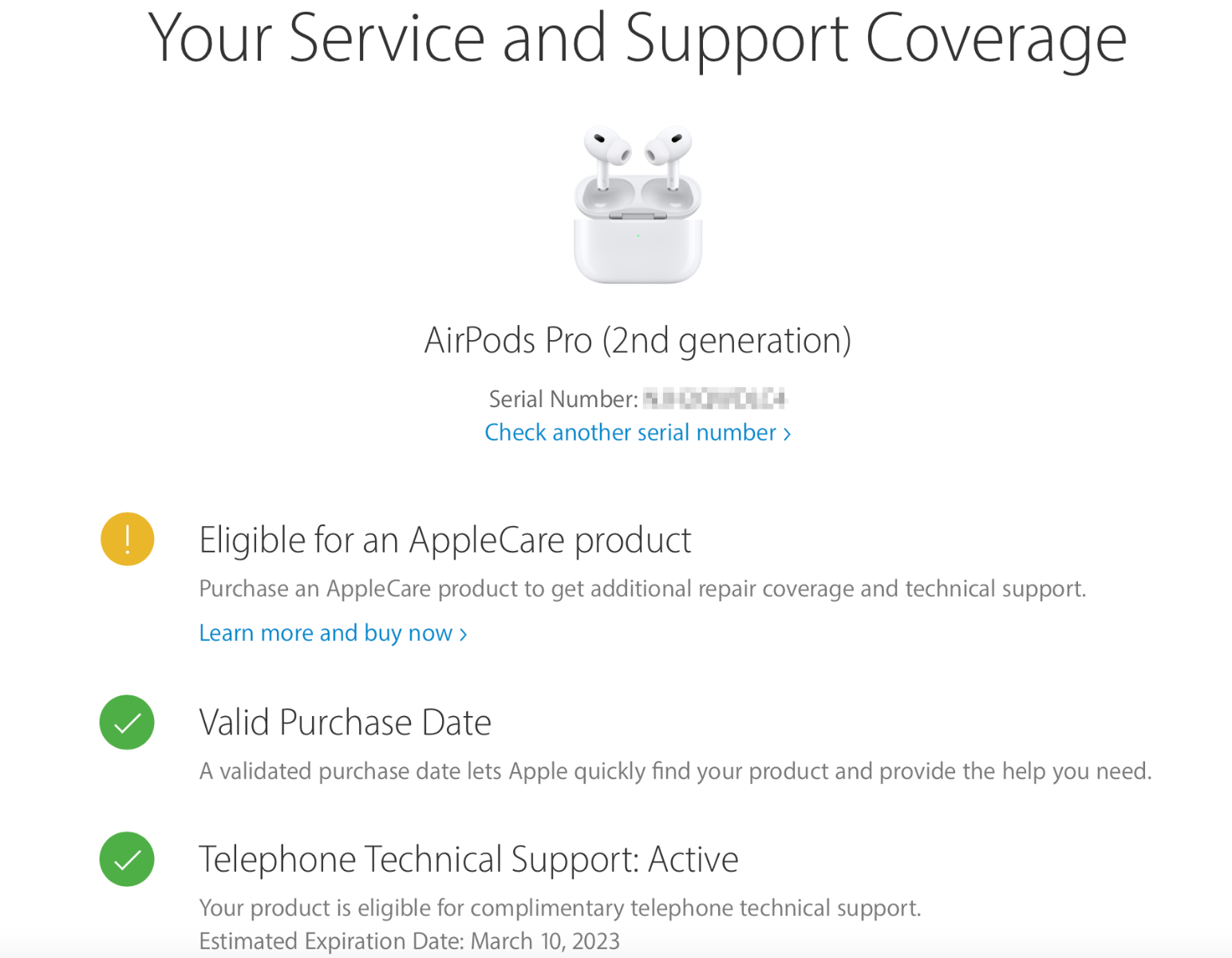 Verificarea numărului de serie Airpods