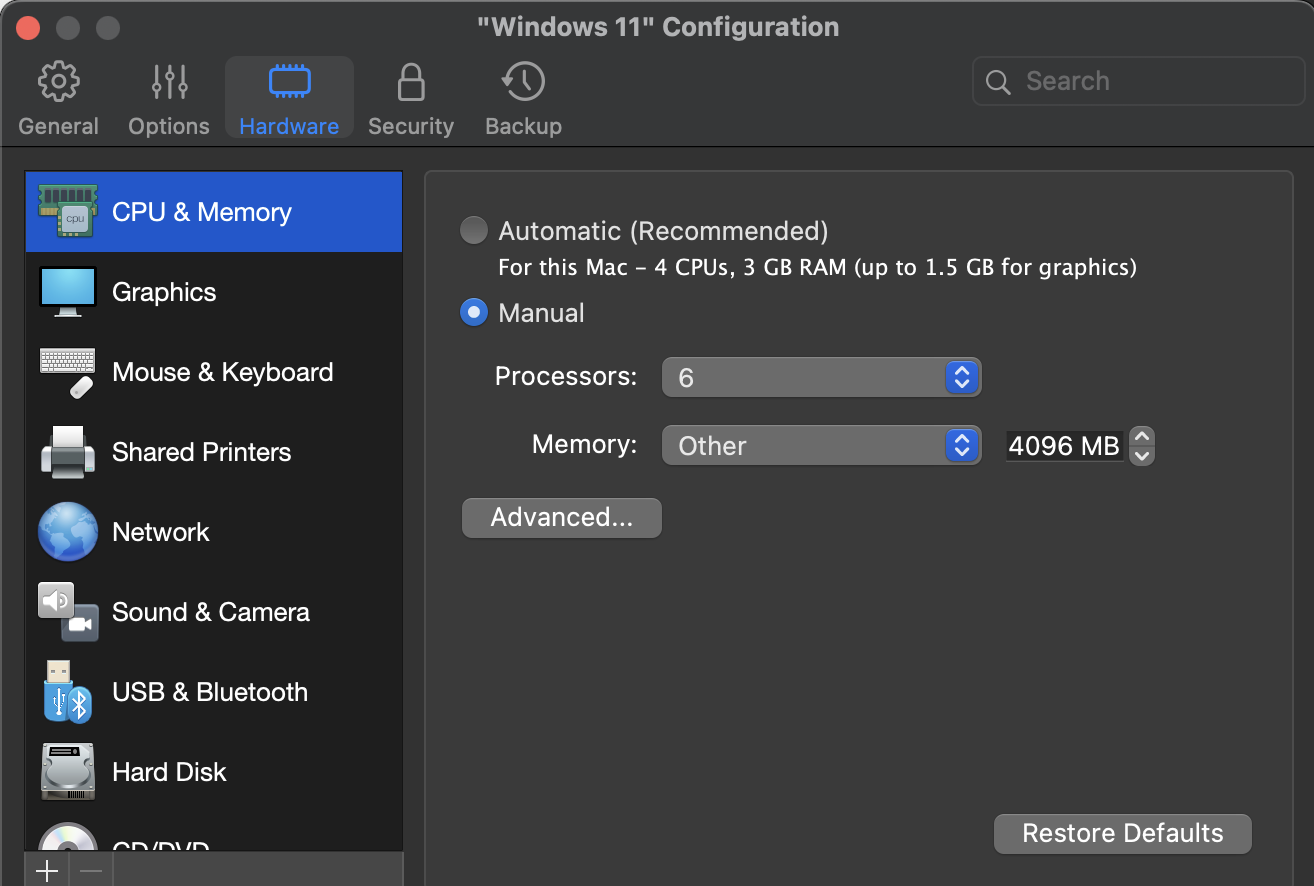 Configurația Parallels Desktop pe Mac