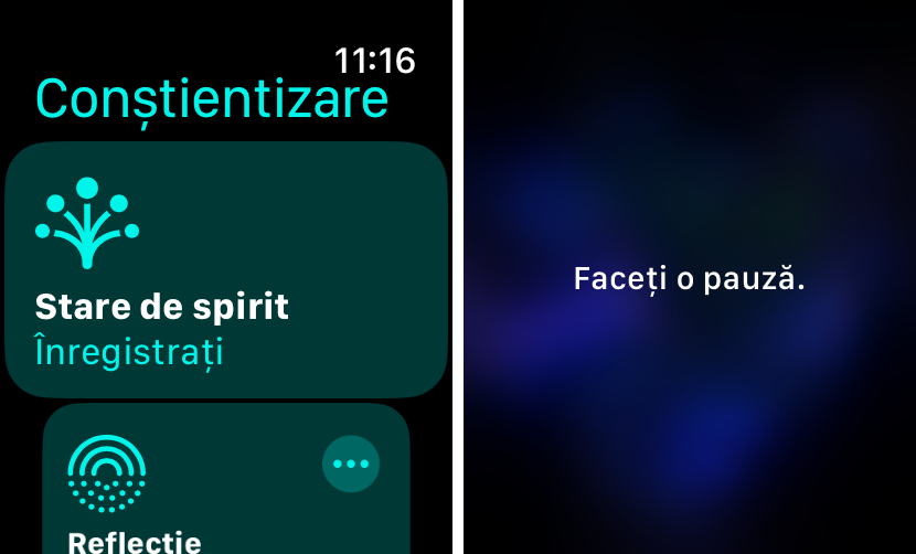 Aplicația Conștientizare pe Apple Watch